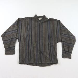 Gucci Blouse Shirt Wool Gray Blue Red Striped Button-Up Womens Sz 38? 1960s